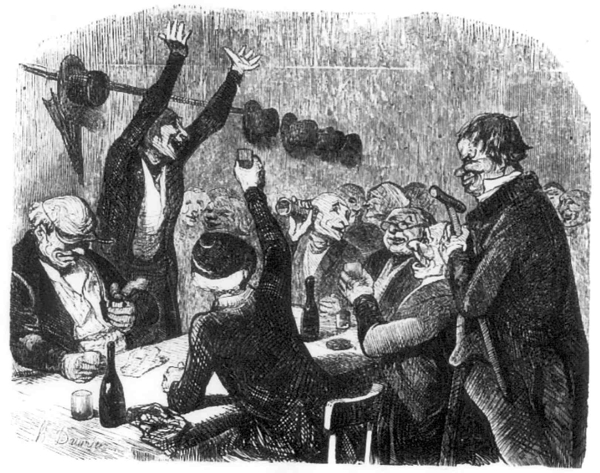 A drawing of a Goguette by Daumier