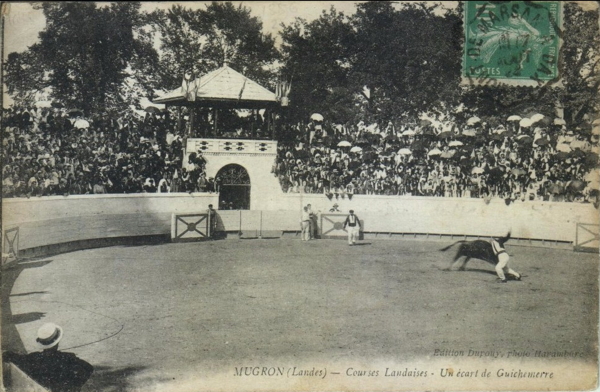 A bull fight in the local arena in Mugron shows how influential Spanish culture is in Les Landes.