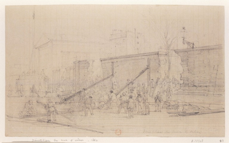 Pulling down the Octroi Gates and walls in 1859