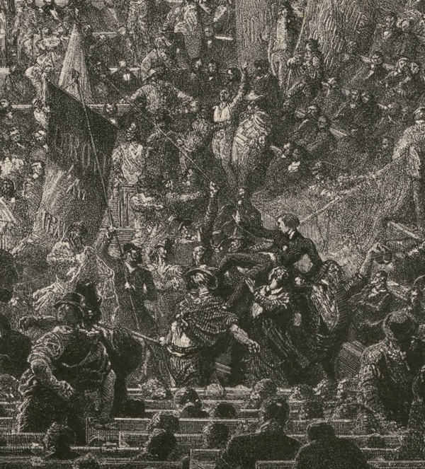 Detail of Louis Blanc carried on supporter’s shoulders