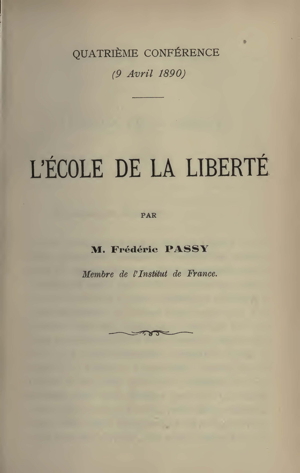 Title Page to Passys Speech, 9 April, 1890